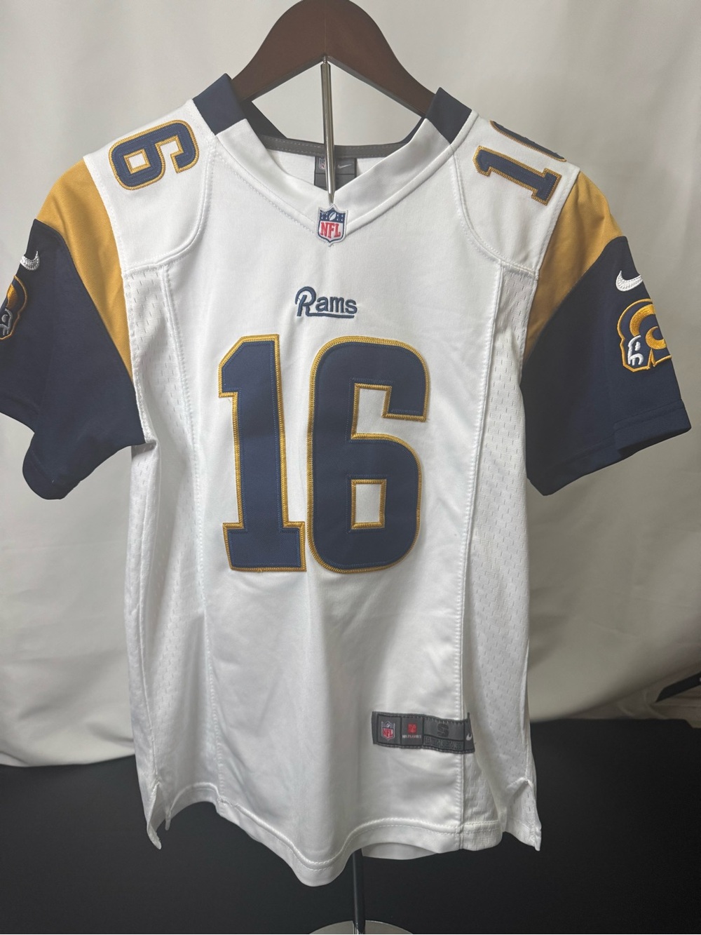 NFL Los Angeles Rams #16 White Navy & Gold Jersey men’s small.